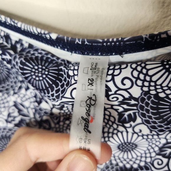 Rosegal Women's Plus 2X Gray White Geometric Swim Compression Shorts - Picture 2 of 3